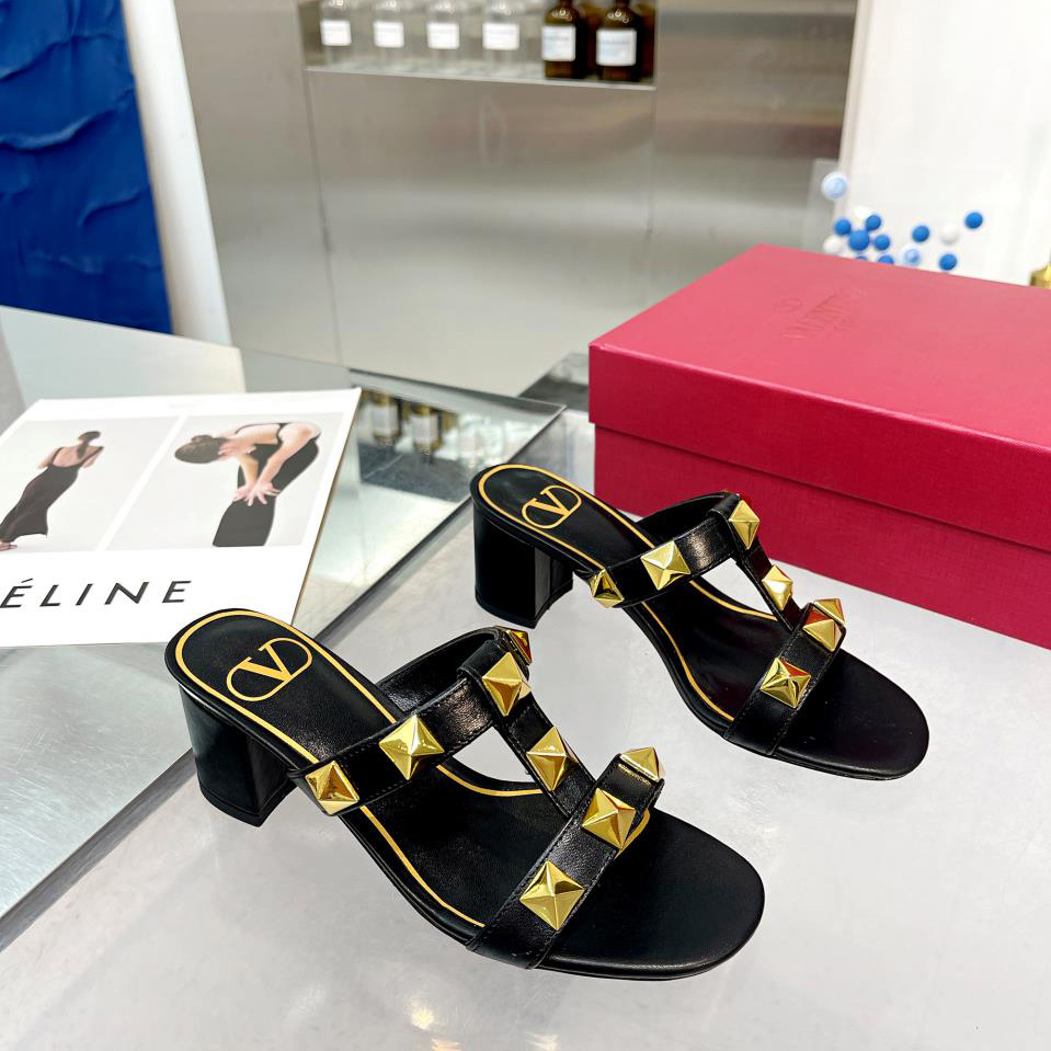 Valenti Roman Stud Calfskin Slide Sandal   60mm - FashionPlug