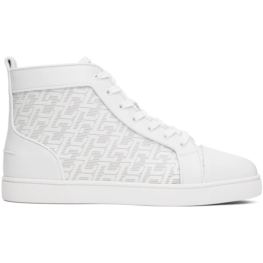 Christian Louboutin High-Top Sneakers - Perforated Calf Leather Techno CL And Nappa Leather - Bianco - FashionPlug