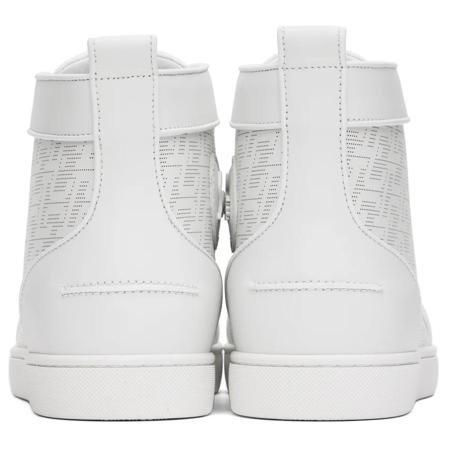 Christian Louboutin High-Top Sneakers - Perforated Calf Leather Techno CL And Nappa Leather - Bianco - FashionPlug