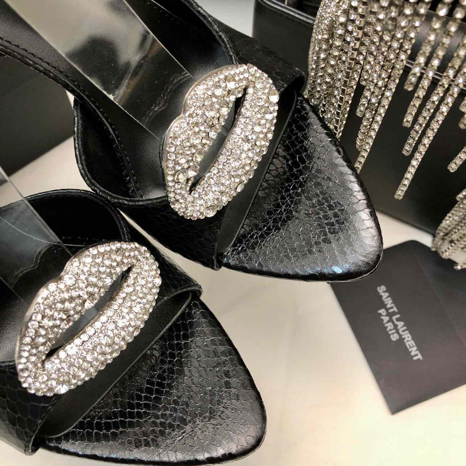 Saint Laurent Crystal-embellished Sandals - FashionPlug