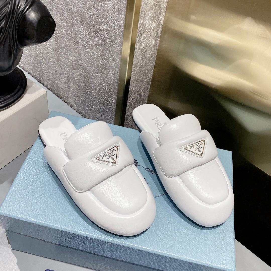 Prada Soft Padded Nappa Leather Sabots - FashionPlug