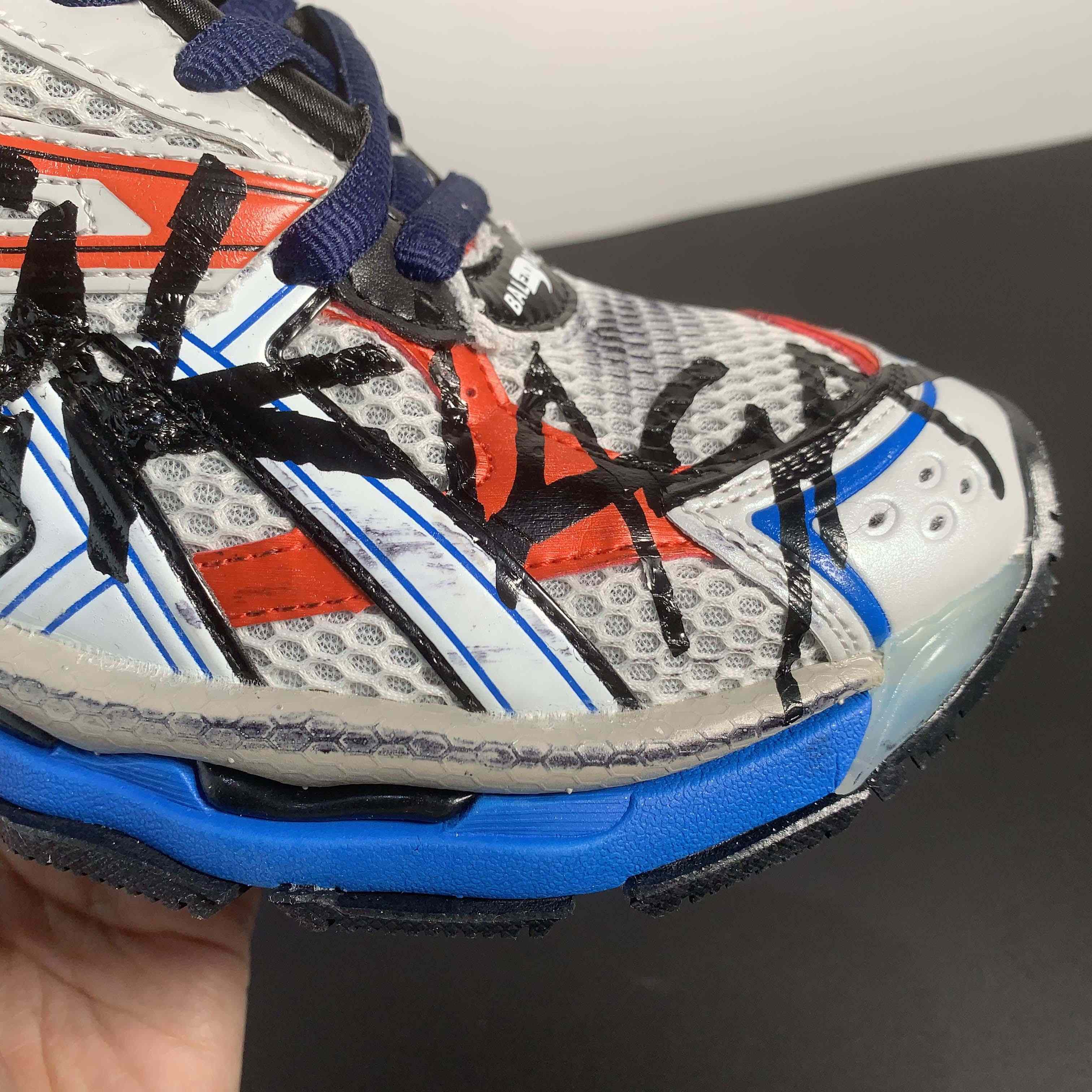 Balenciaga Runner Graffiti Sneaker In Blue - FashionPlug