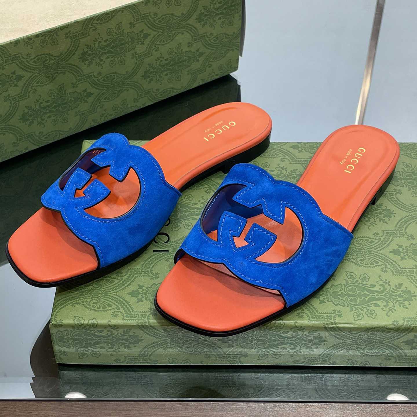 Gucci Women's Interlocking G Cut-out Slide Sandal - FashionPlug
