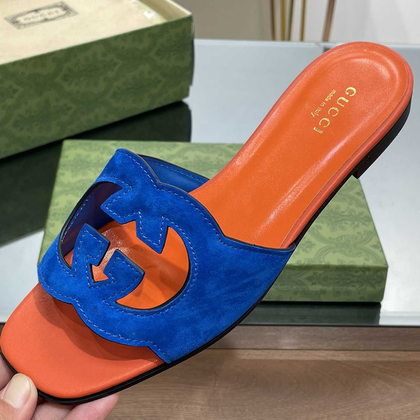 Gucci Women's Interlocking G Cut-out Slide Sandal - FashionPlug