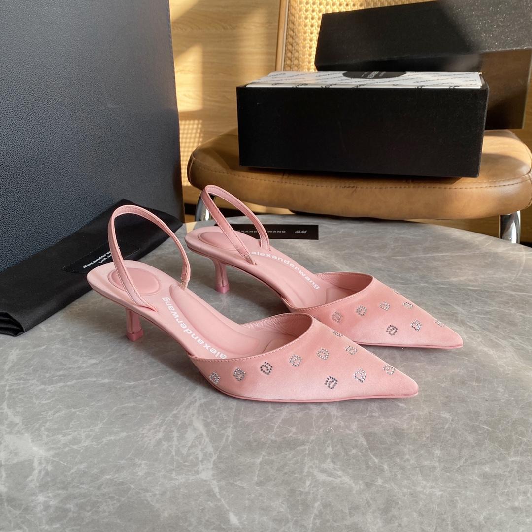 Alexander Wang Delphine 65 Slingback In Crystal Satin - FashionPlug