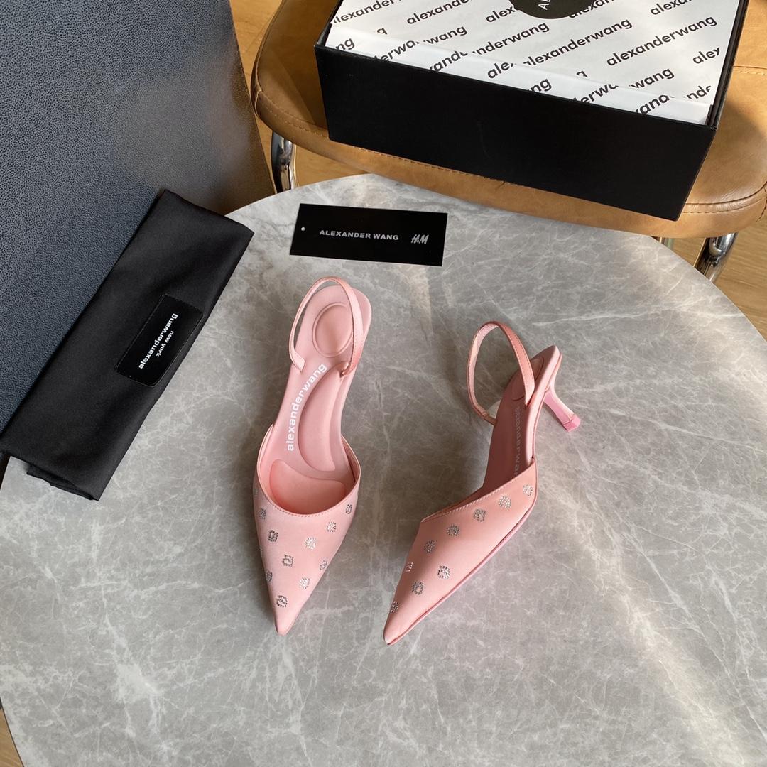 Alexander Wang Delphine 65 Slingback In Crystal Satin - FashionPlug