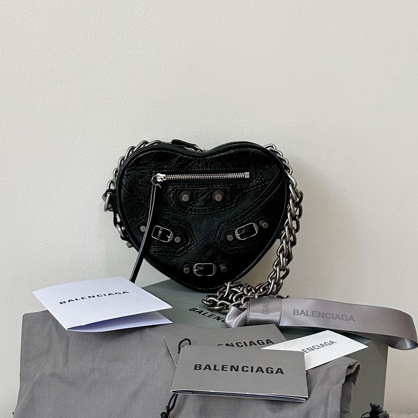 Balenciaga Le Cagole Heart Mini Bag In Black(16-12.7-4.5cm) - FashionPlug