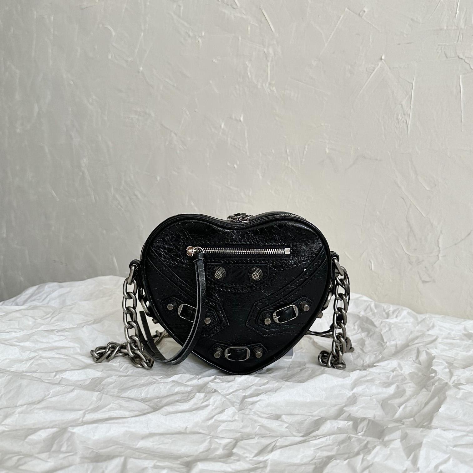 Balenciaga Le Cagole Heart Mini Bag In Black(16-12.7-4.5cm) - FashionPlug