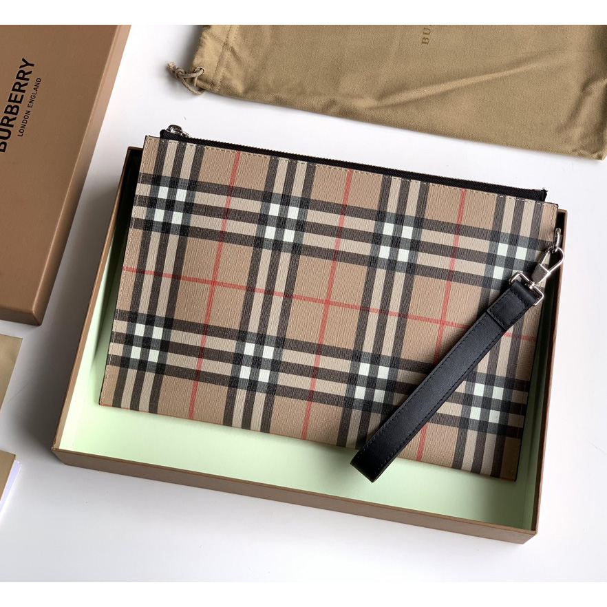Burberry Vintage Check Canvas Zip Pouch(30cm*19.5cm) - FashionPlug