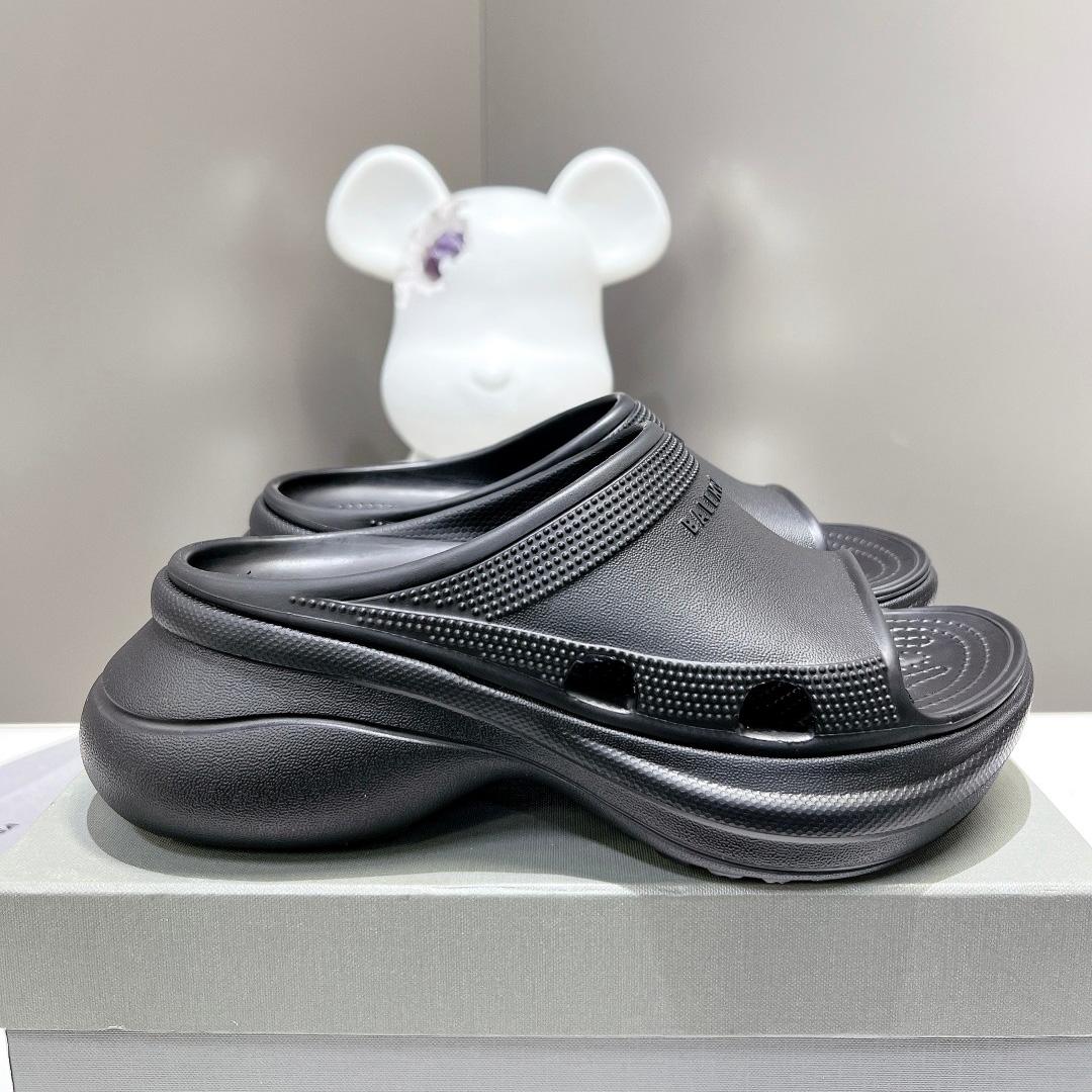 Balenciaga Women's Pool Crocs™ Slide Sandal In Black  - FashionPlug