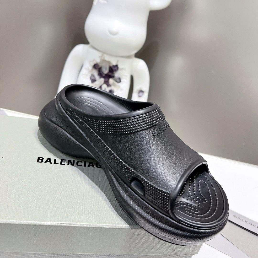 Balenciaga Women's Pool Crocs™ Slide Sandal In Black  - FashionPlug