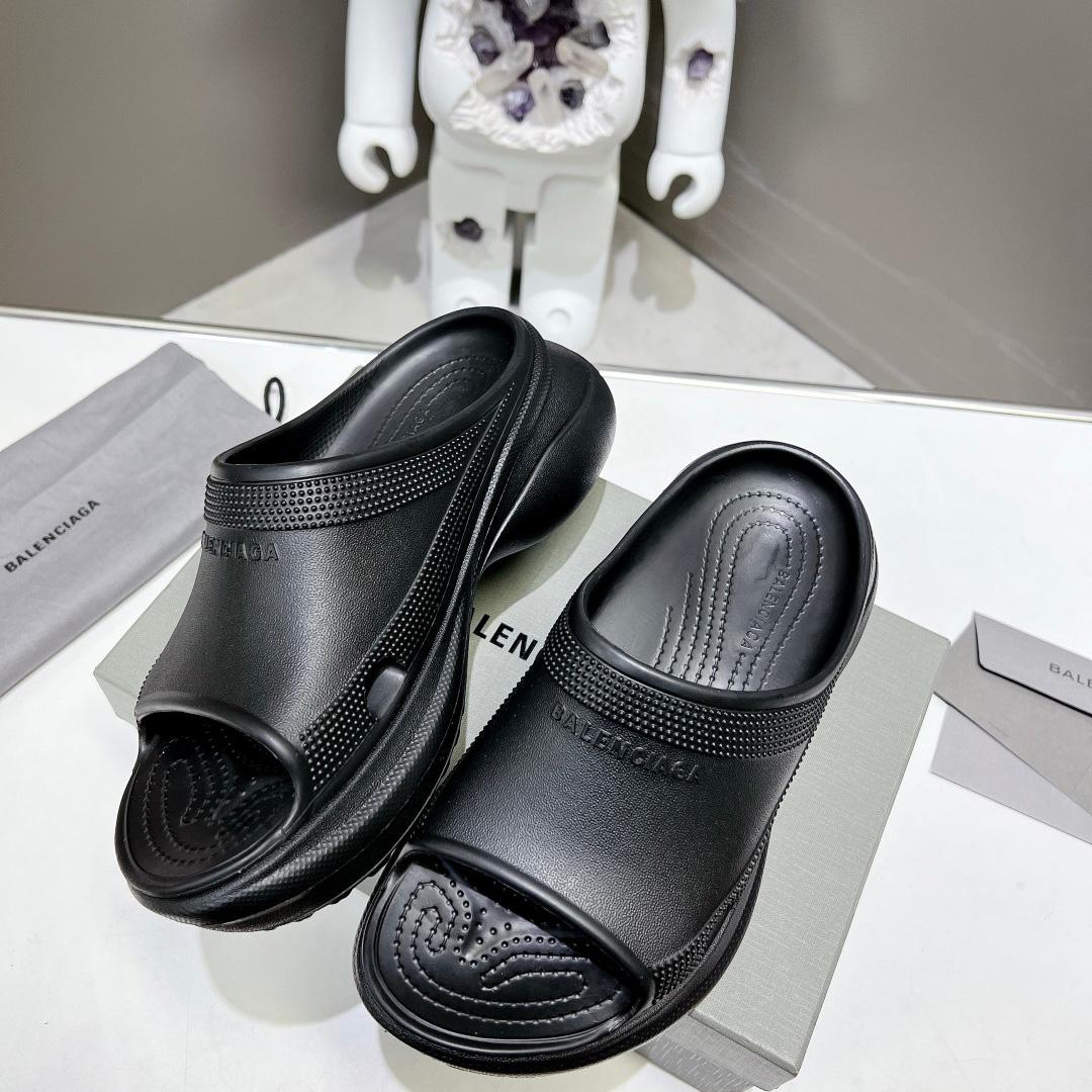 Balenciaga Women's Pool Crocs™ Slide Sandal In Black  - FashionPlug