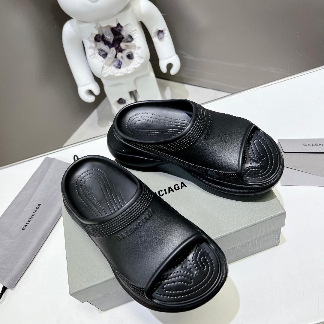 Balenciaga Women's Pool Crocs™ Slide Sandal In Black  - FashionPlug