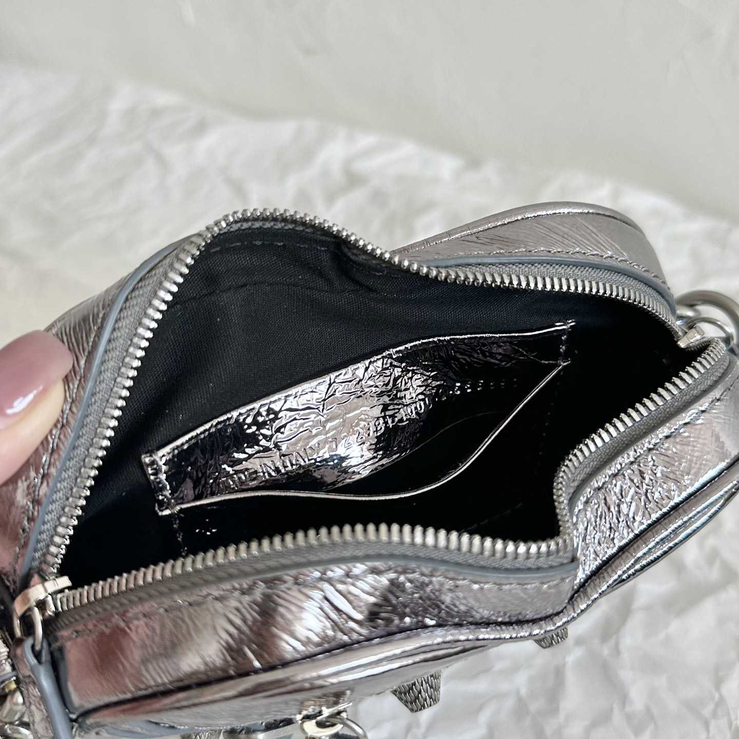 Balenciaga Le Cagole Heart Mini Bag Metallized In Silver (16-12.7-4.5cm) - FashionPlug