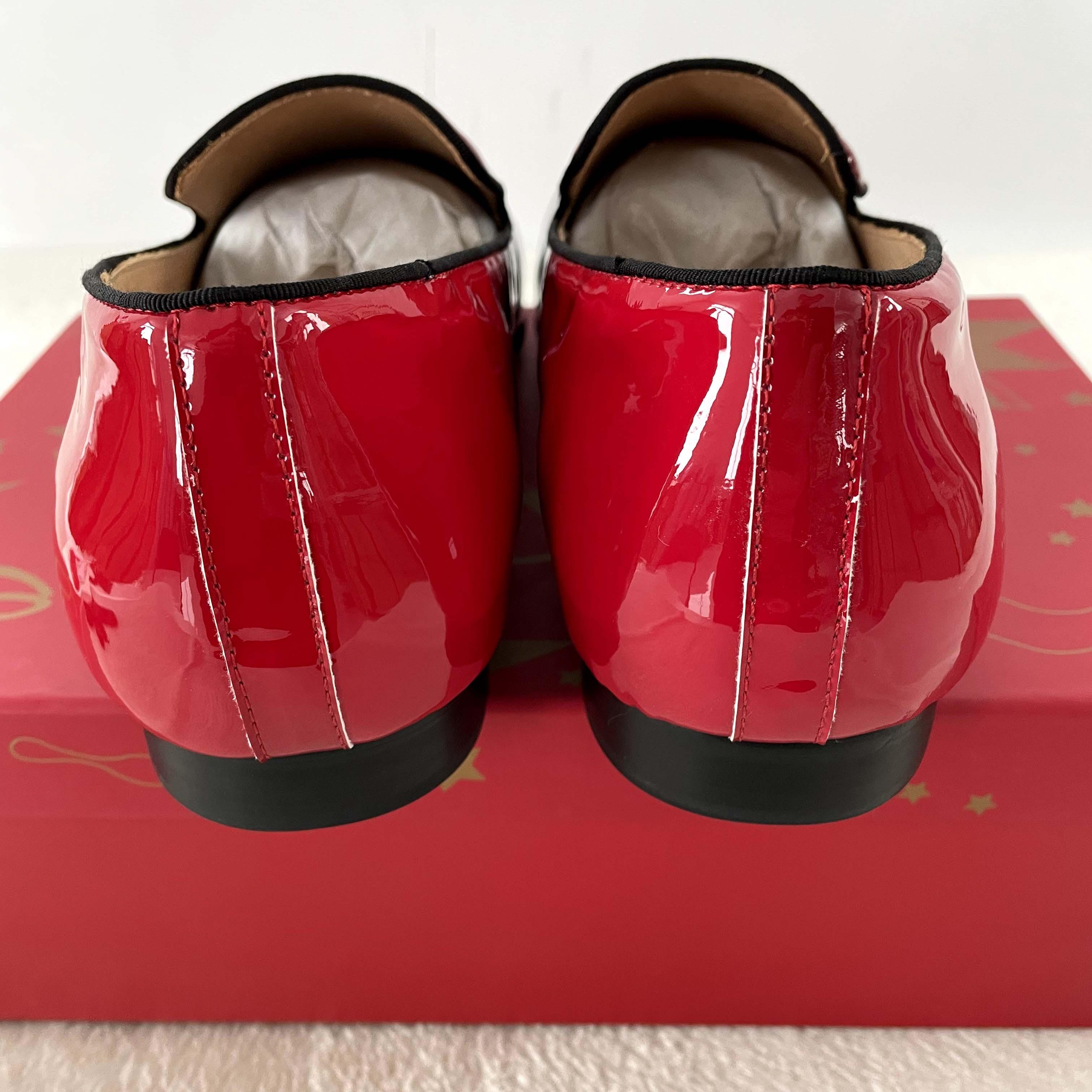 Christian Louboutin Black Red Patent leather Loafers Dress Shoes - FashionPlug
