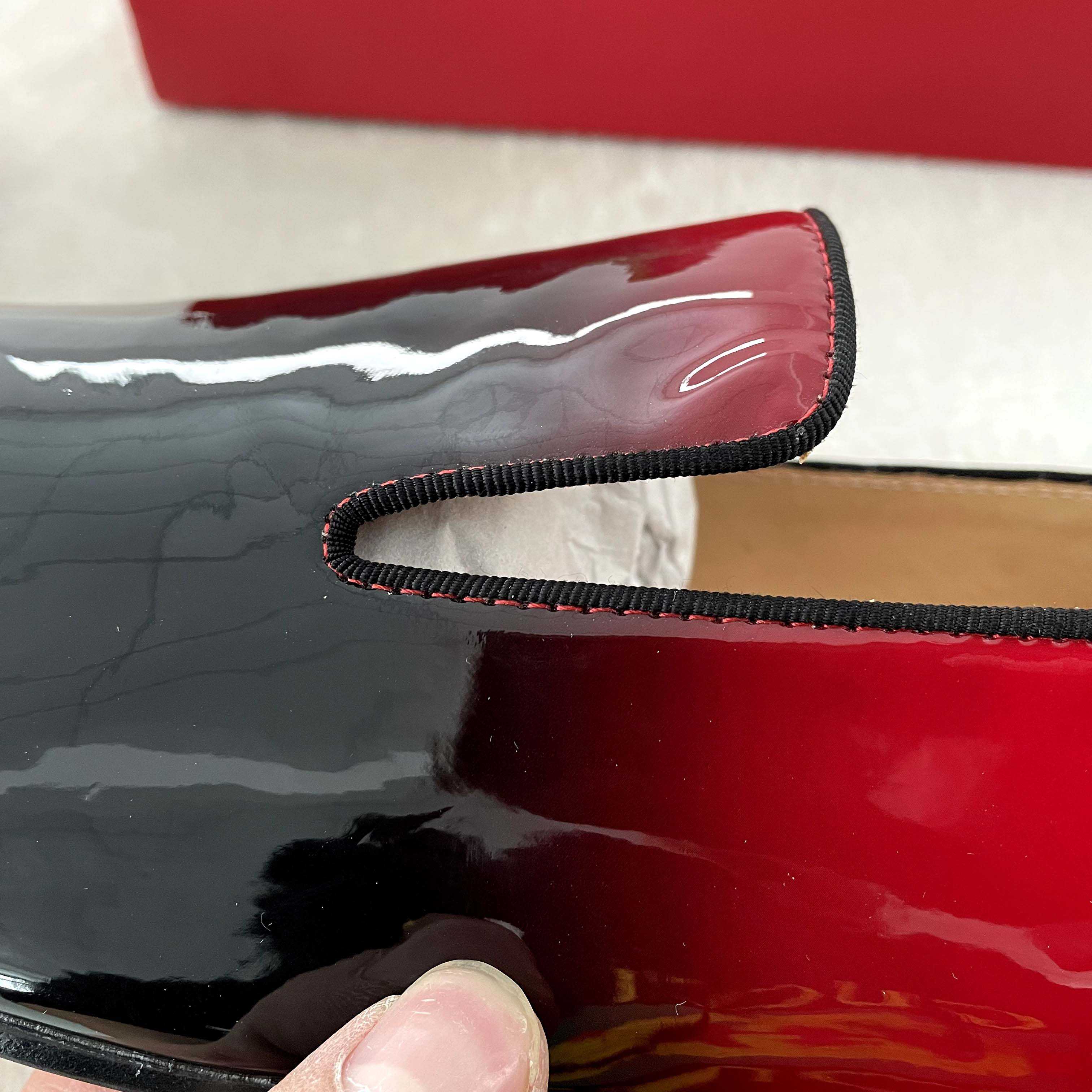 Christian Louboutin Black Red Patent leather Loafers Dress Shoes - FashionPlug