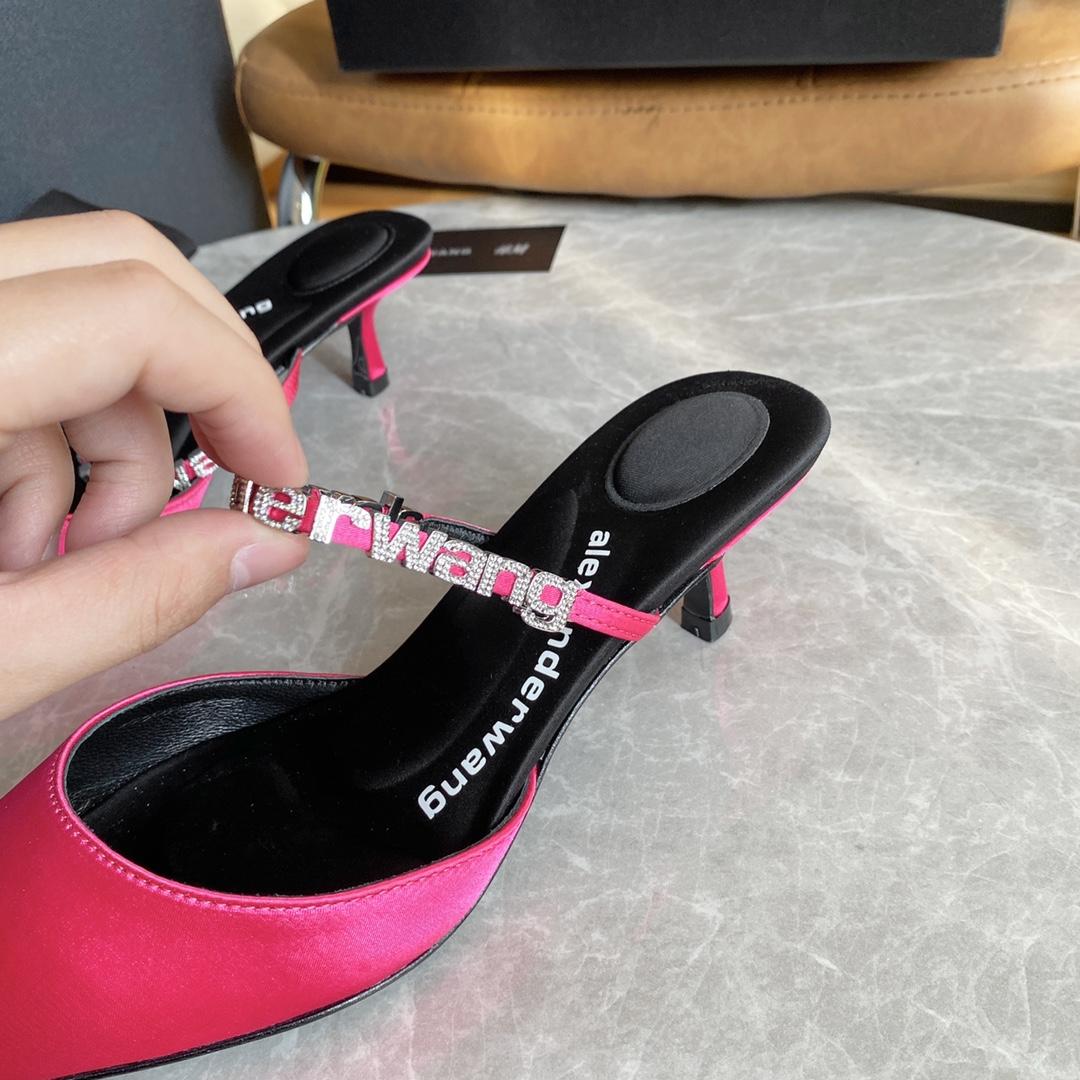Alexander Wang Delphine 65 Logo Strap Mule In Viscose - FashionPlug