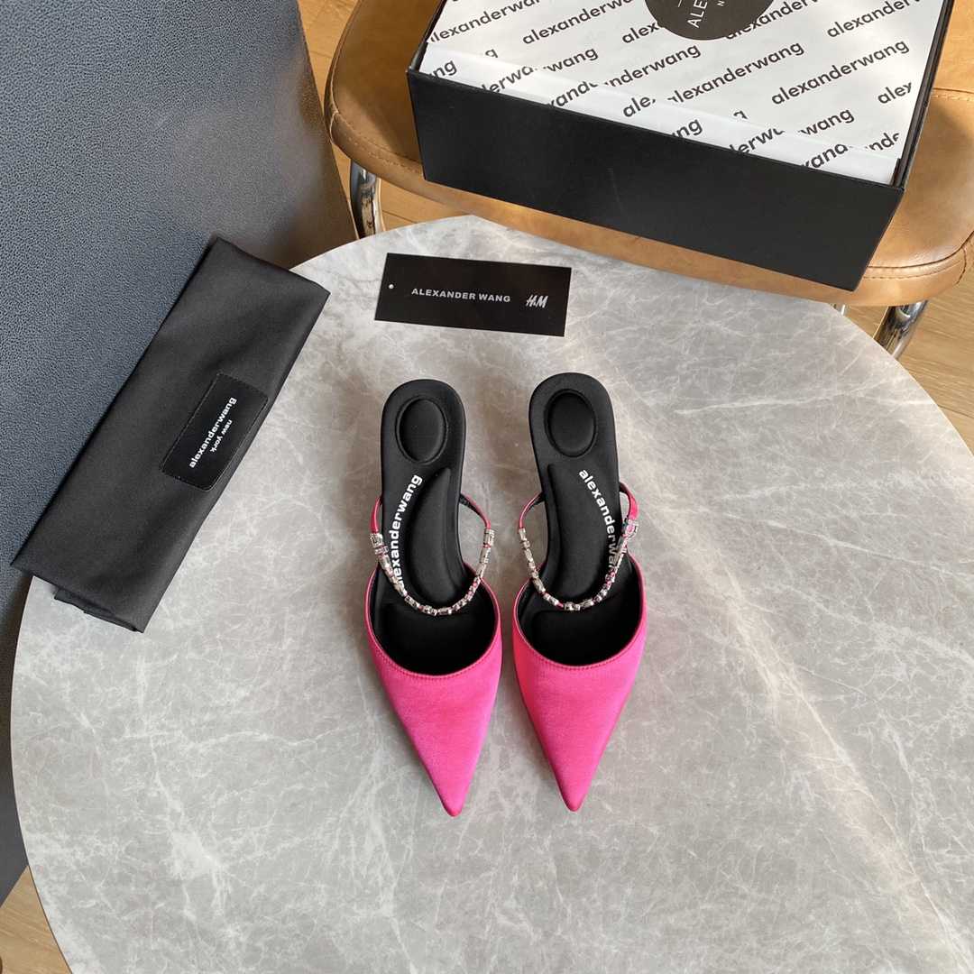 Alexander Wang Delphine 65 Logo Strap Mule In Viscose - FashionPlug