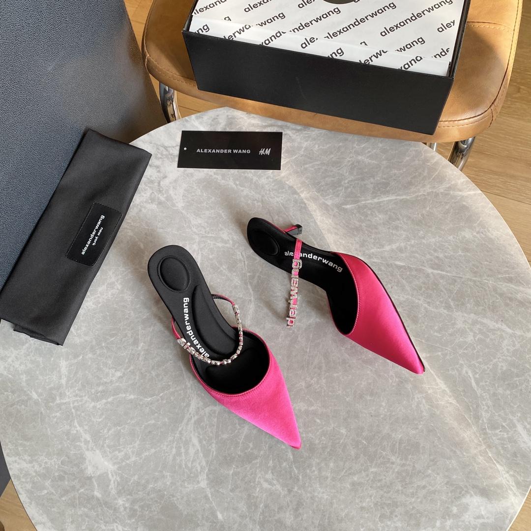 Alexander Wang Delphine 65 Logo Strap Mule In Viscose - FashionPlug