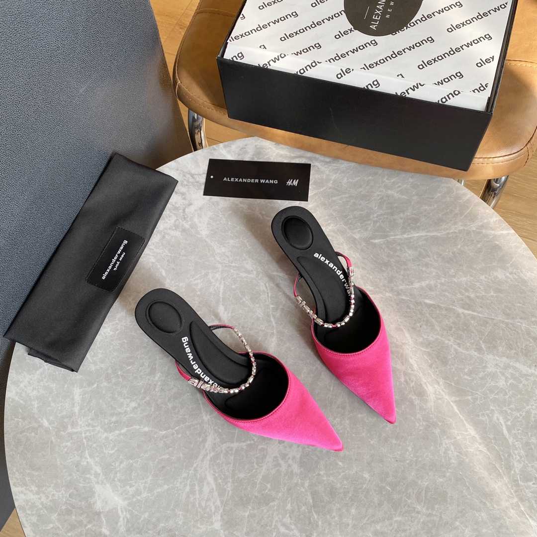 Alexander Wang Delphine 65 Logo Strap Mule In Viscose - FashionPlug