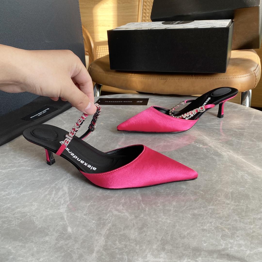 Alexander Wang Delphine 65 Logo Strap Mule In Viscose - FashionPlug