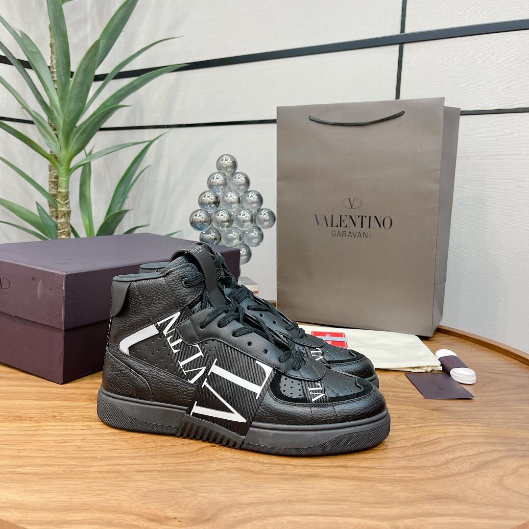 Valenti Mid-top Calfskin VL7N Sneaker With Bands - FashionPlug