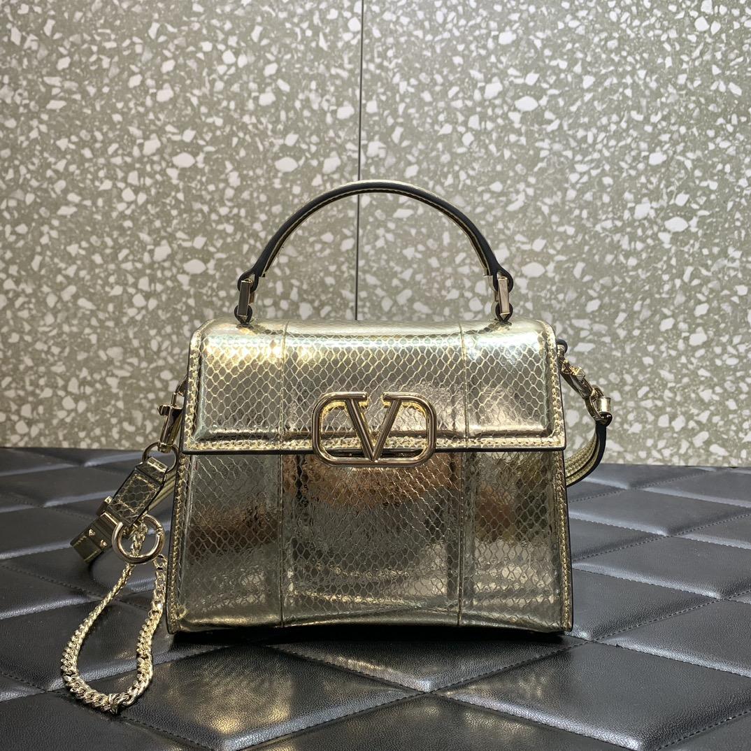 Valenti Small Vsling Metallic Ayers Leather Handbag  - FashionPlug
