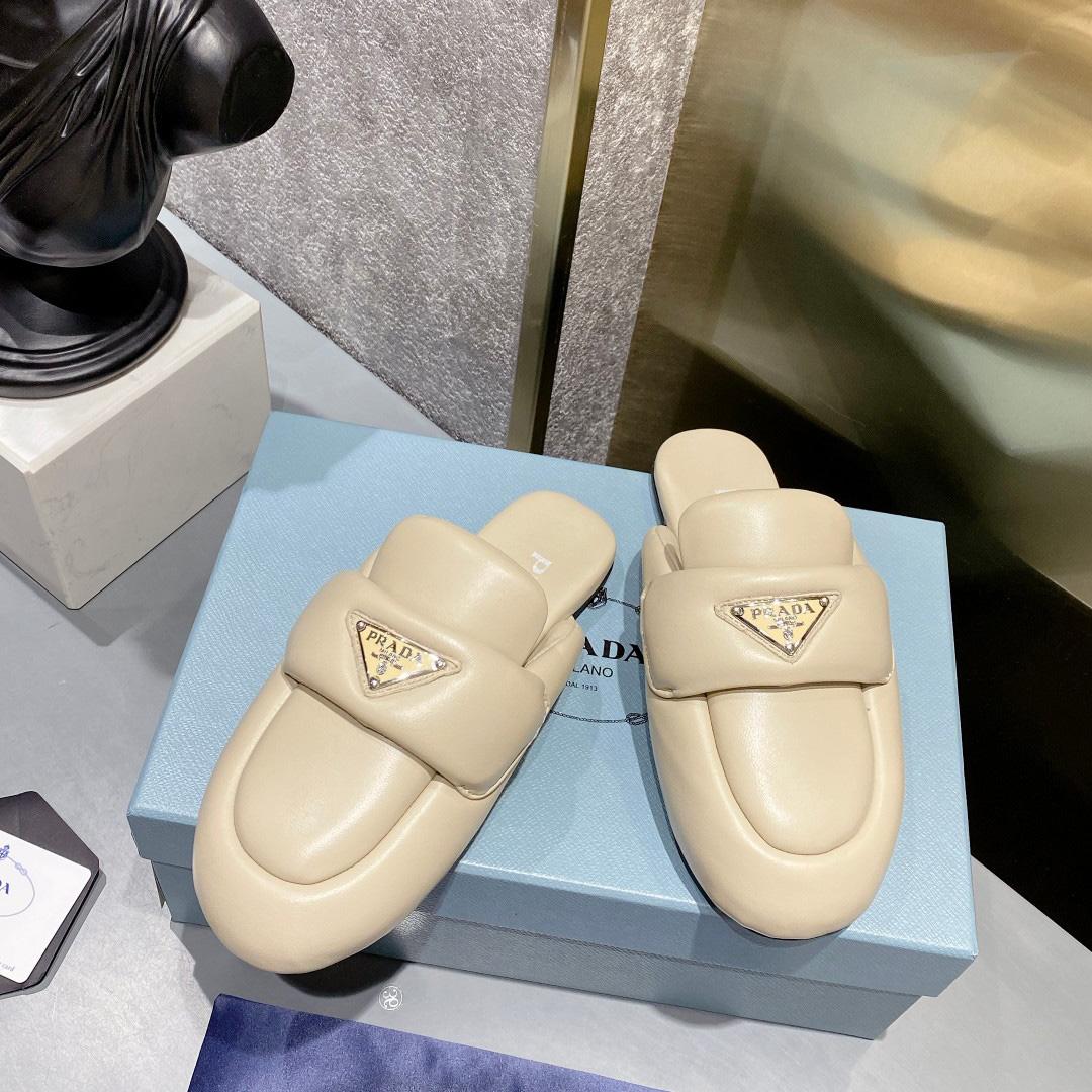 Prada Soft Padded Nappa Leather Sabots - FashionPlug