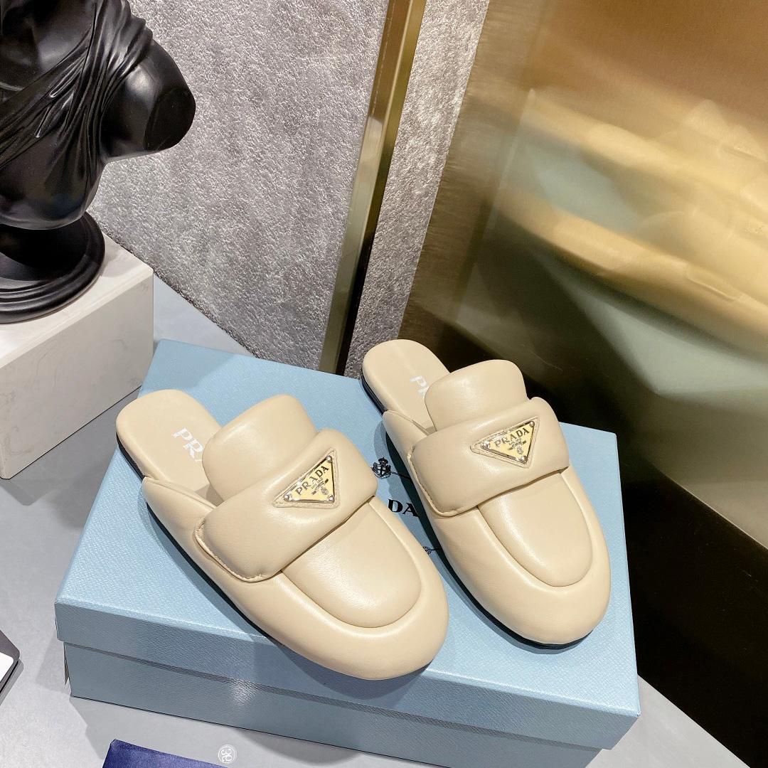 Prada Soft Padded Nappa Leather Sabots - FashionPlug