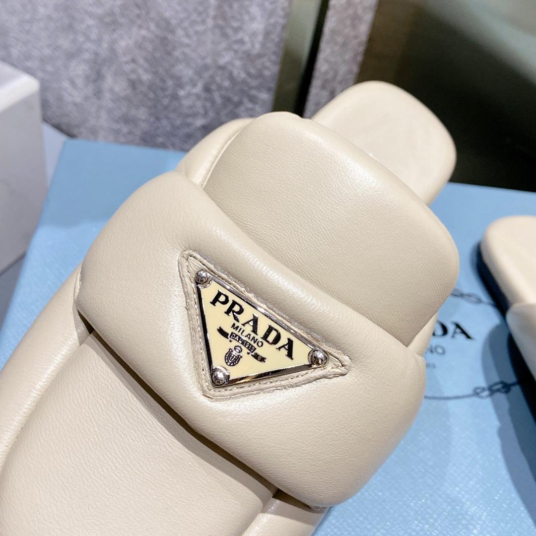 Prada Soft Padded Nappa Leather Sabots - FashionPlug