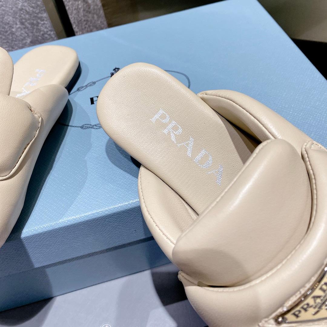 Prada Soft Padded Nappa Leather Sabots - FashionPlug