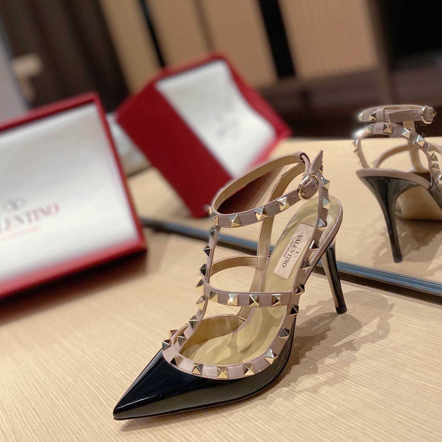 Valenti Patent Rockstud Caged Pump   100mm - FashionPlug