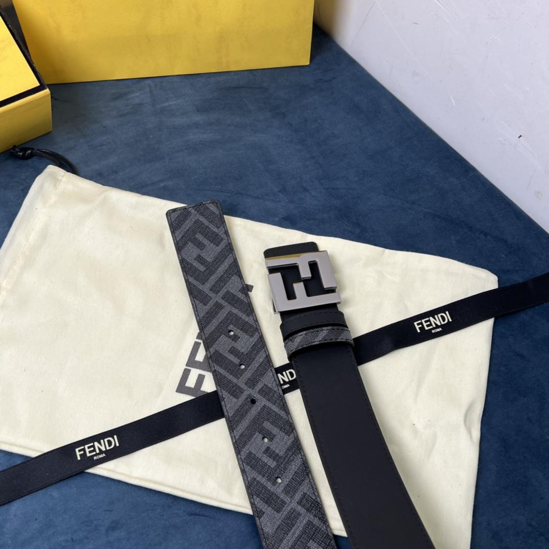 Fendi Reversible Black Leather Belt  - FashionPlug