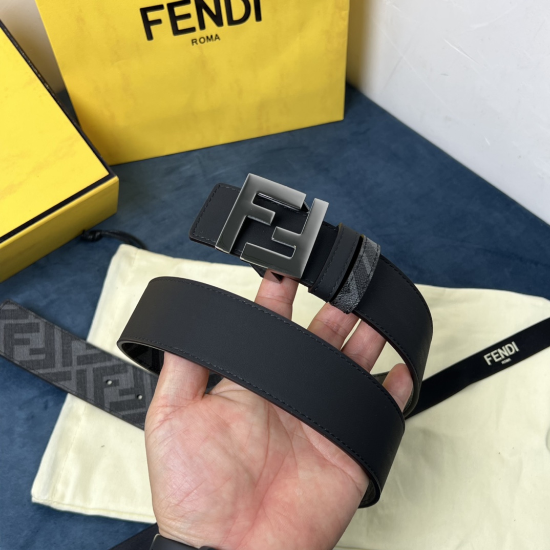 Fendi Reversible Black Leather Belt  - FashionPlug
