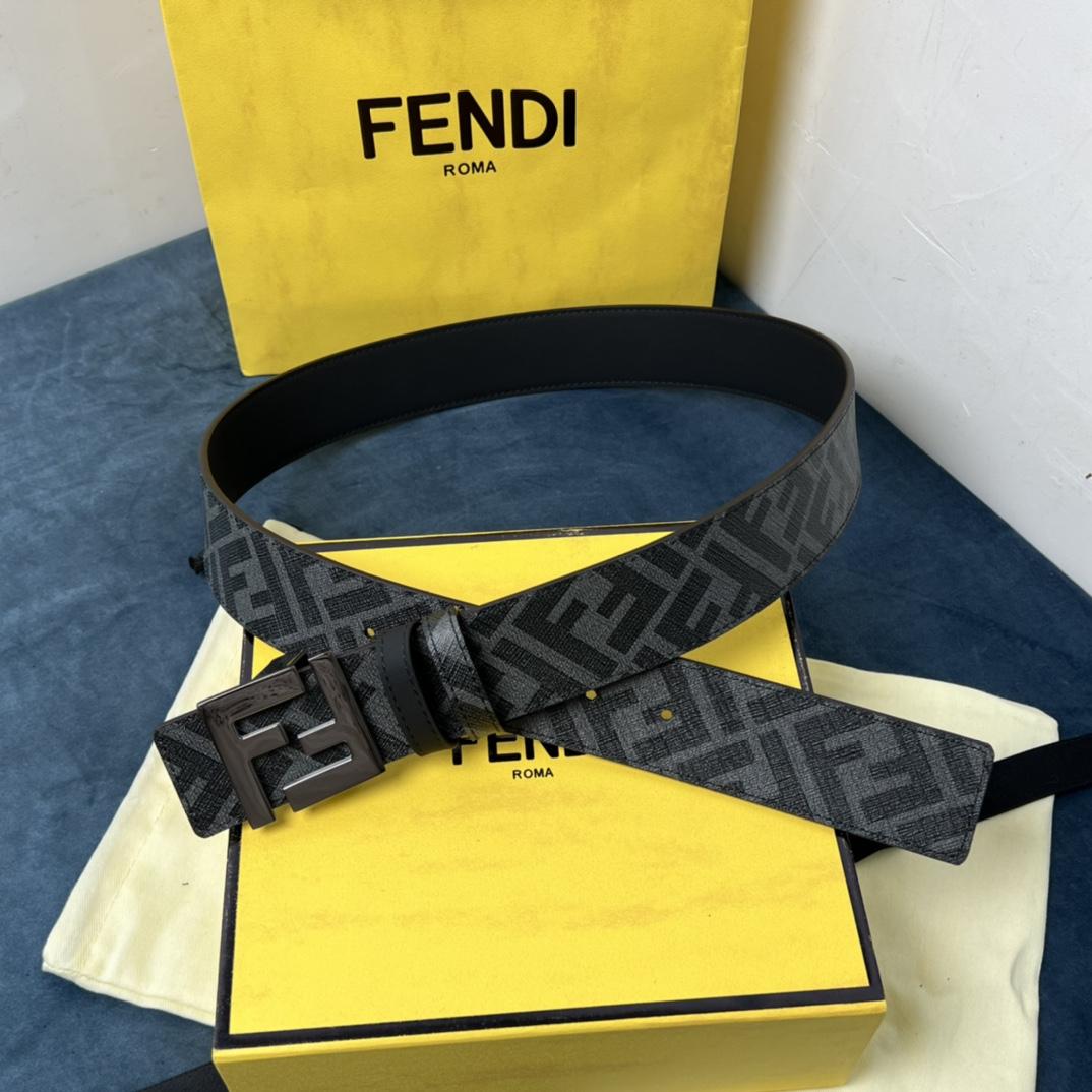 Fendi Reversible Black Leather Belt  - FashionPlug