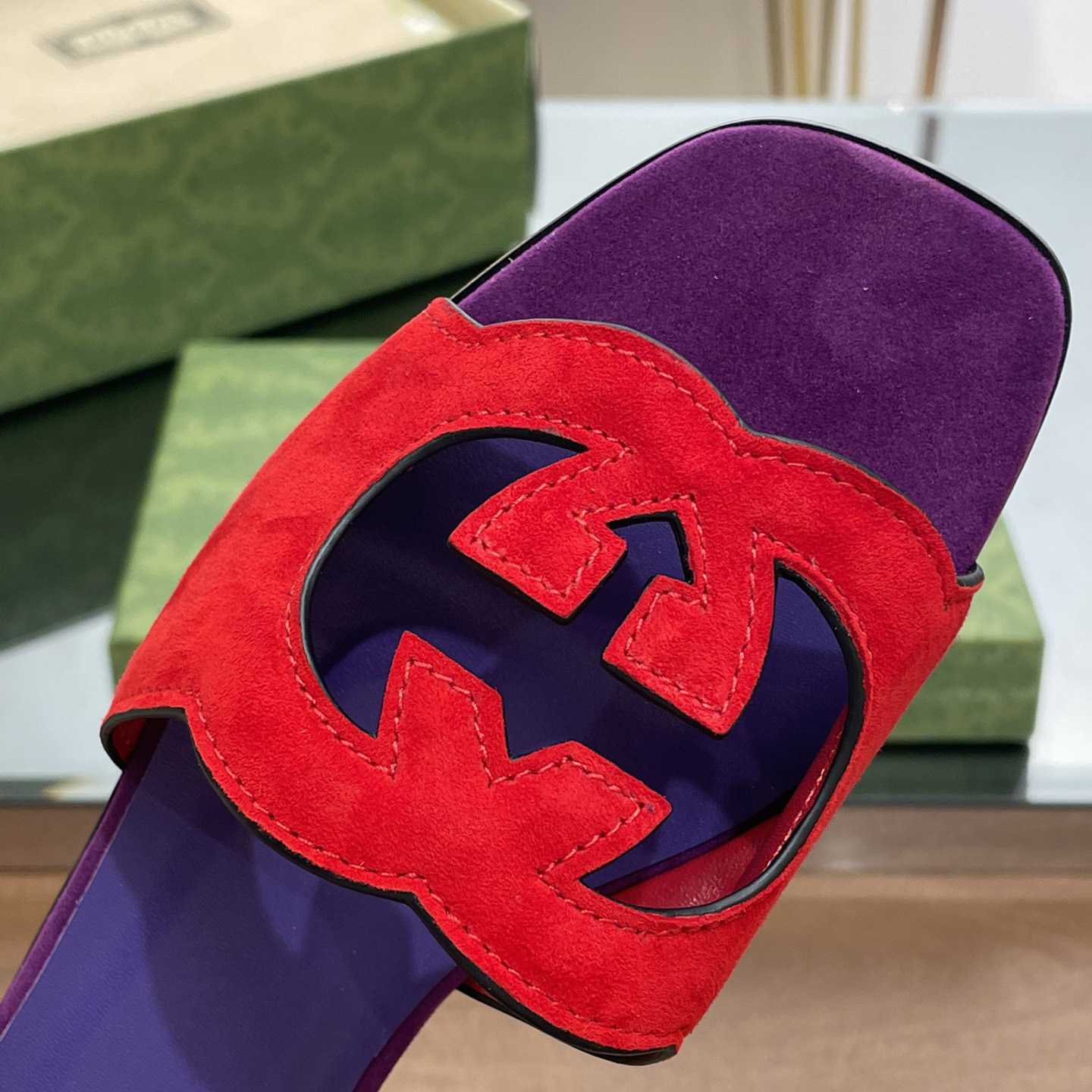 Gucci Women's Interlocking G Cut-out Slide Sandal - FashionPlug