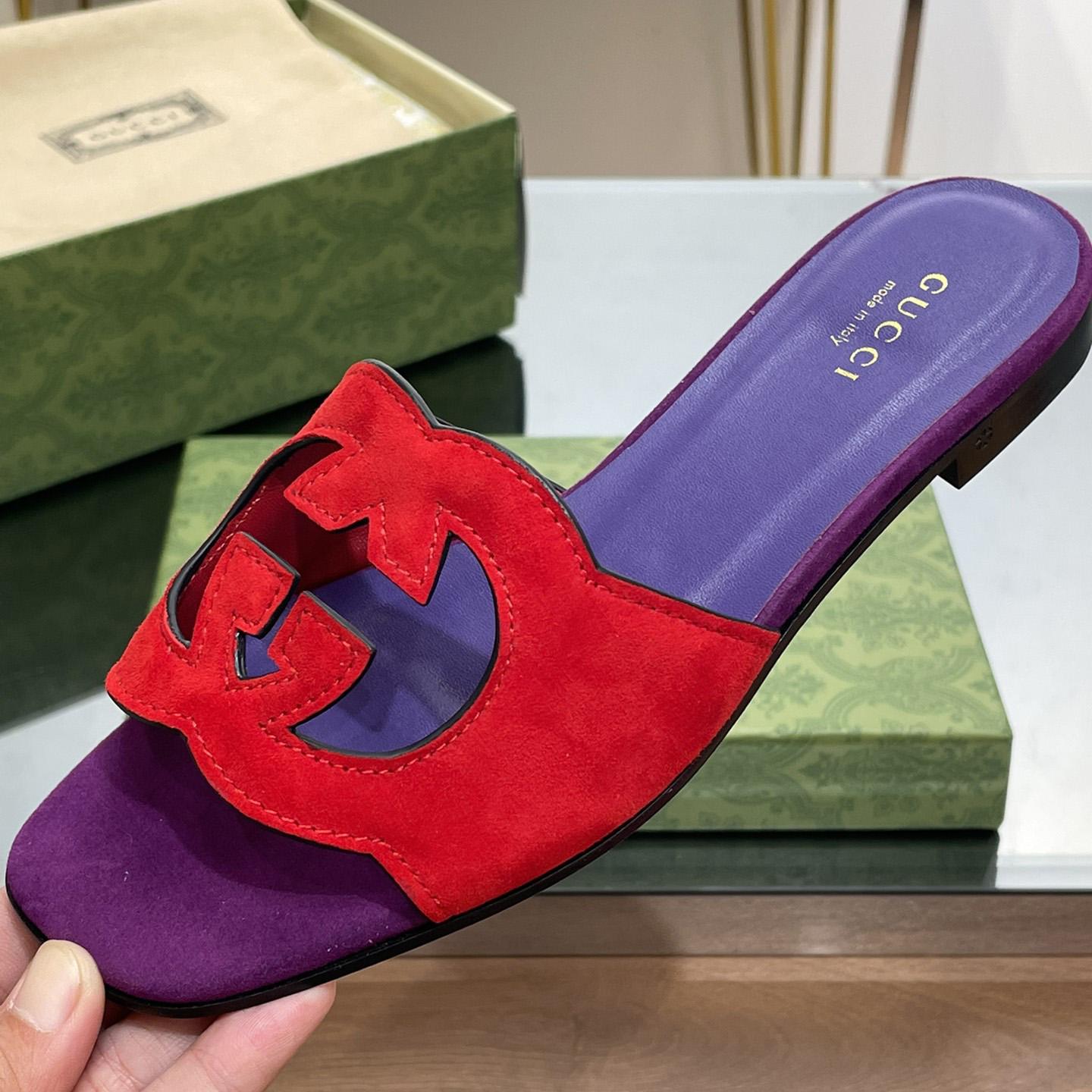 Gucci Women's Interlocking G Cut-out Slide Sandal - FashionPlug