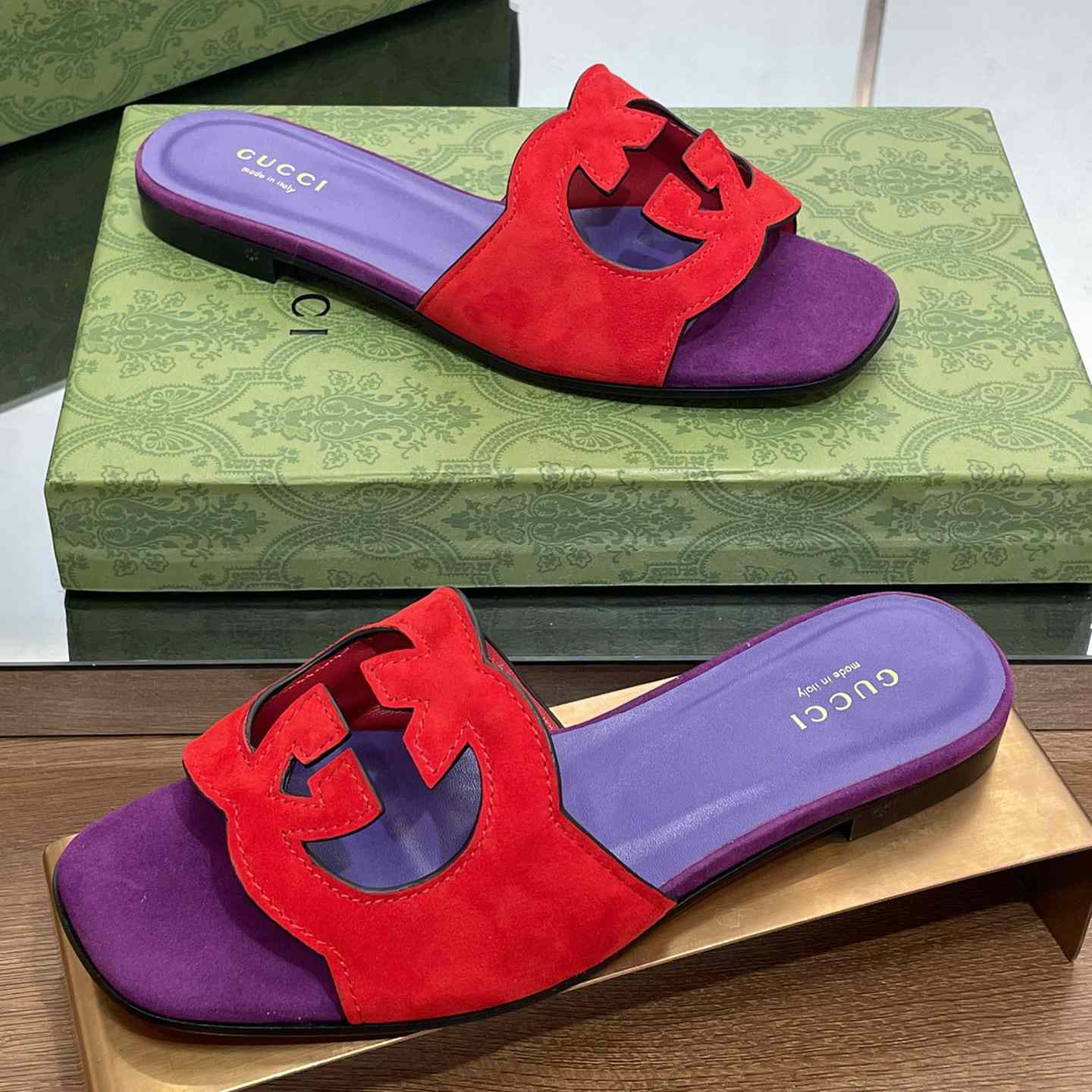 Gucci Women's Interlocking G Cut-out Slide Sandal - FashionPlug