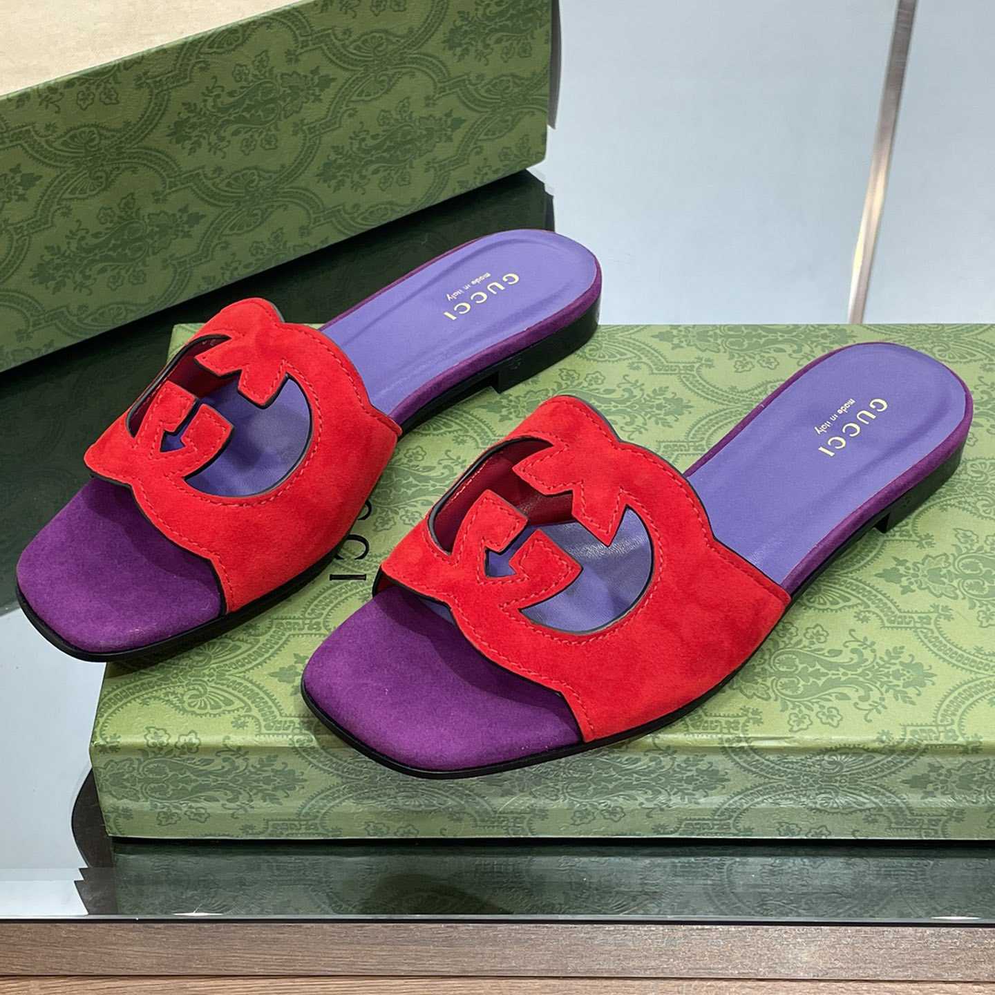 Gucci Women's Interlocking G Cut-out Slide Sandal - FashionPlug