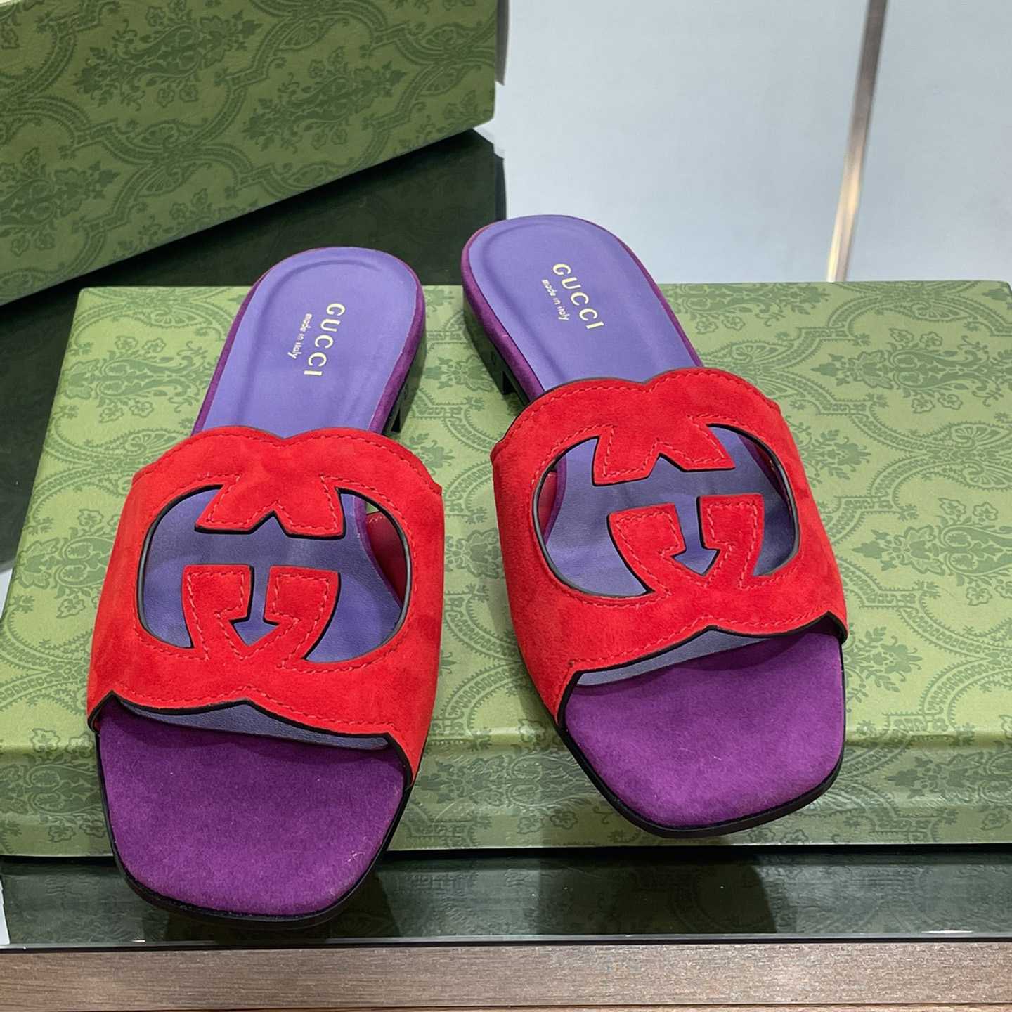 Gucci Women's Interlocking G Cut-out Slide Sandal - FashionPlug