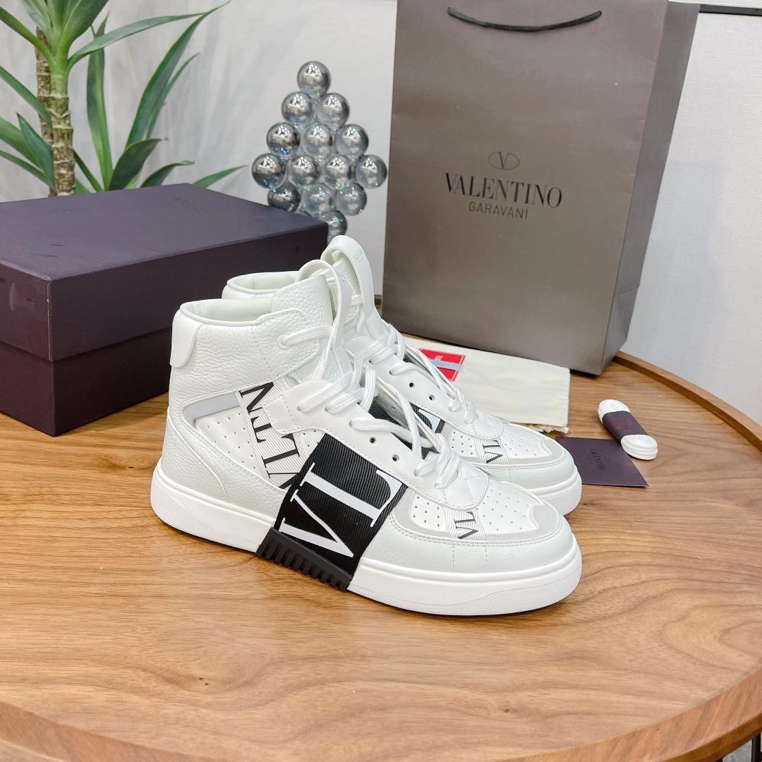 Valenti Mid-top Calfskin VL7N Sneaker With Bands - FashionPlug