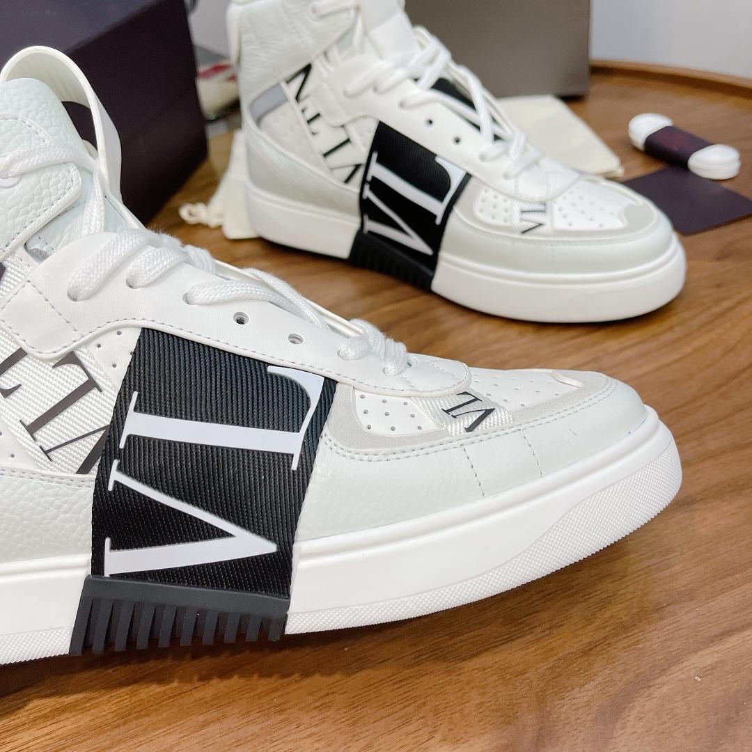 Valenti Mid-top Calfskin VL7N Sneaker With Bands - FashionPlug