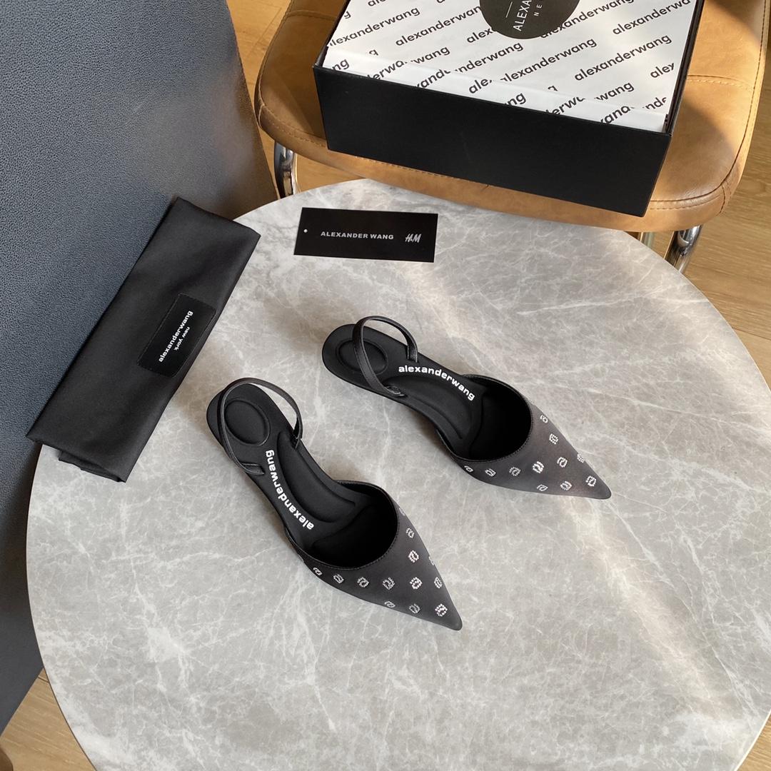 Alexander Wang Delphine 65 Slingback In Crystal Satin - FashionPlug
