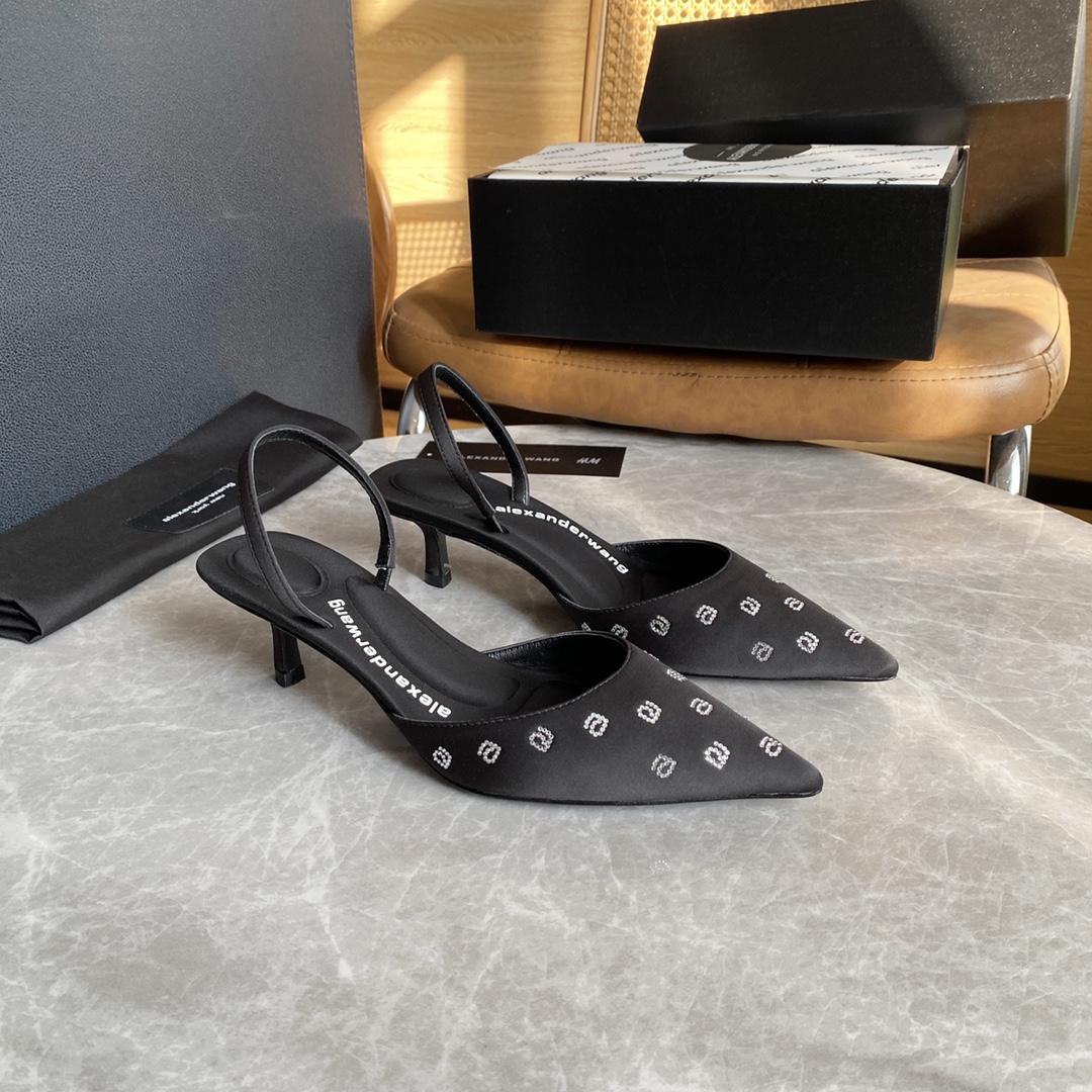 Alexander Wang Delphine 65 Slingback In Crystal Satin - FashionPlug