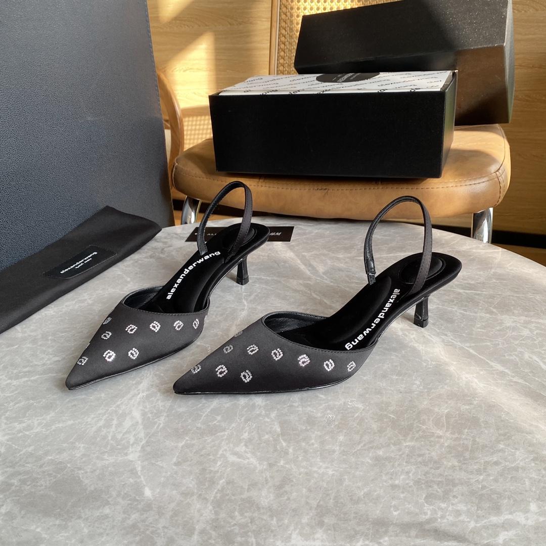 Alexander Wang Delphine 65 Slingback In Crystal Satin - FashionPlug