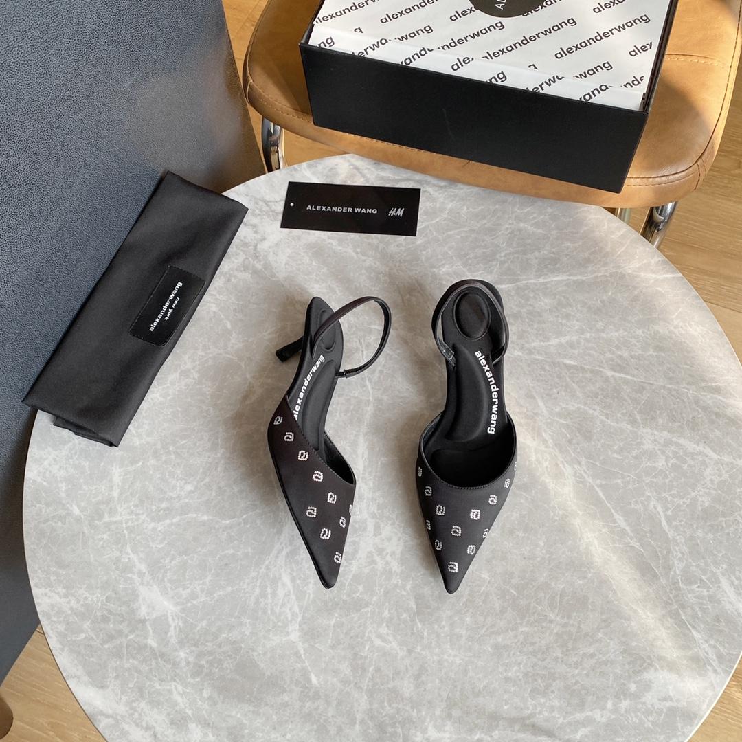 Alexander Wang Delphine 65 Slingback In Crystal Satin - FashionPlug