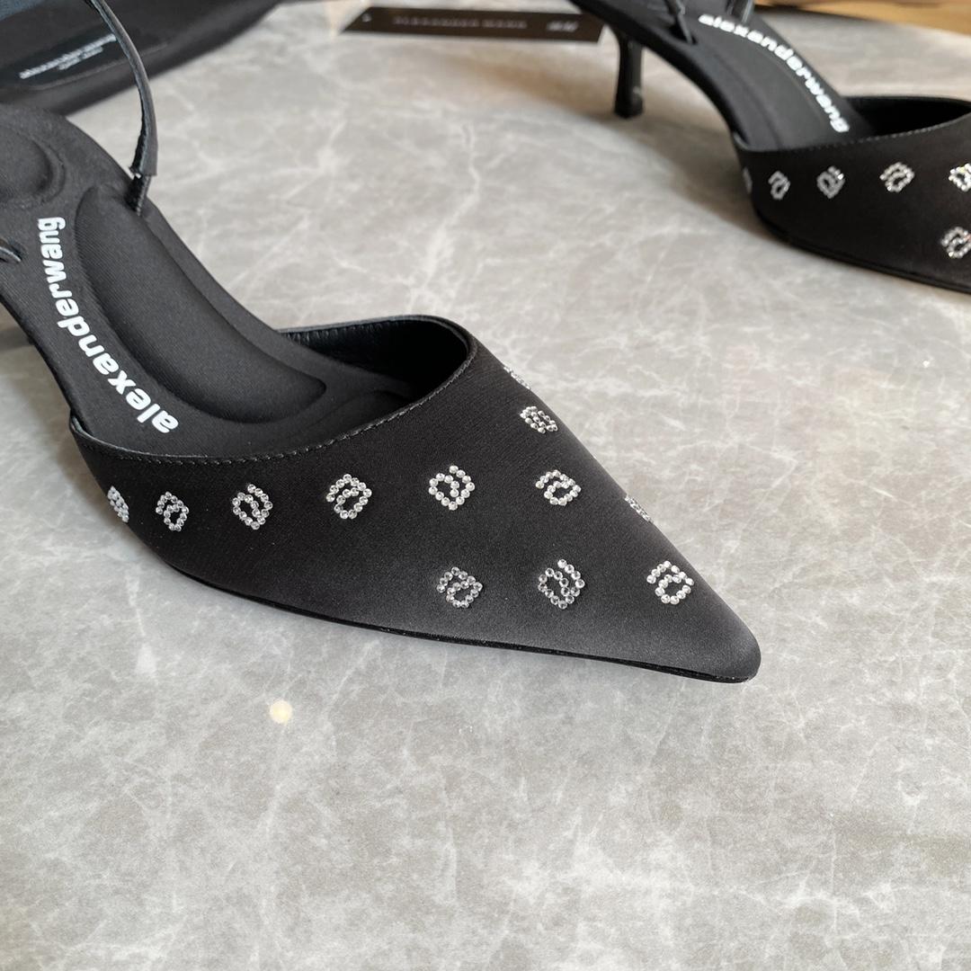 Alexander Wang Delphine 65 Slingback In Crystal Satin - FashionPlug