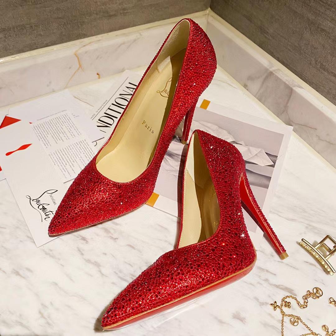 Christian Louboutin Red Leather Strass Degrade So Kate Pumps - FashionPlug