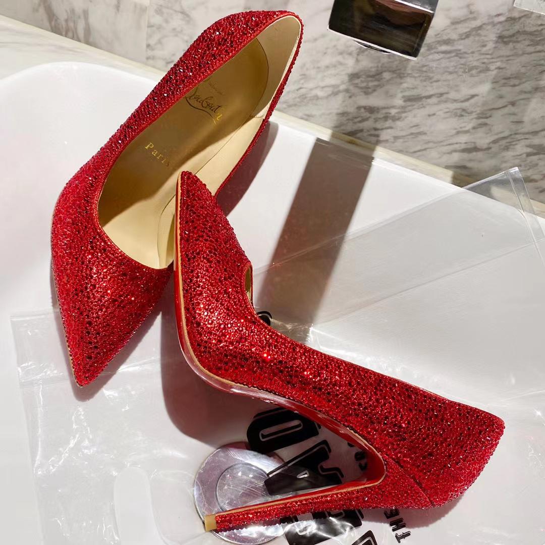 Christian Louboutin Red Leather Strass Degrade So Kate Pumps - FashionPlug
