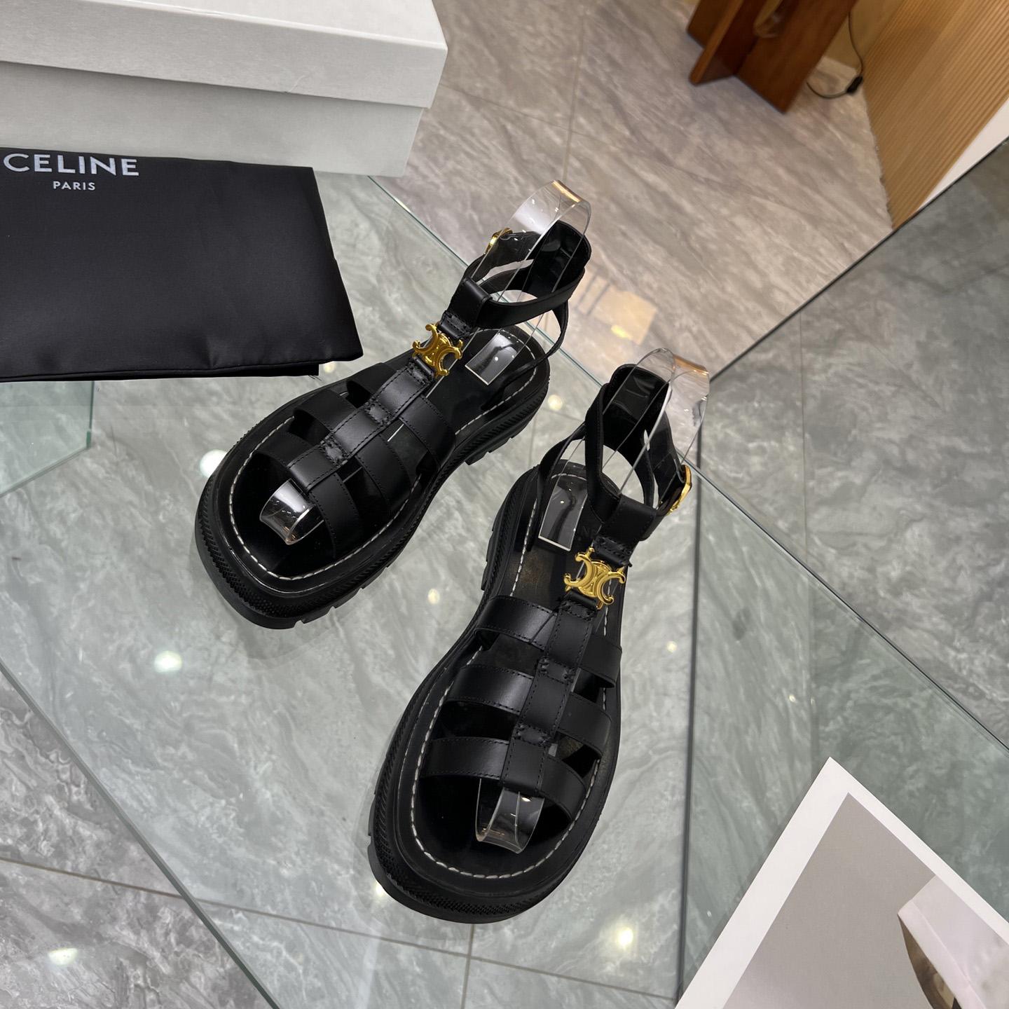 Celine Clea Triomphe Gladiator Chunky Sandal In Vegetable - Tanned Calfskin - FashionPlug